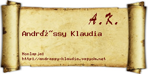 Andrássy Klaudia névjegykártya